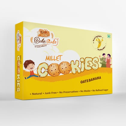 Bake Buds Millet Cookies-Oats Banana | Natural,Tasty and Nutritious | Cookies for Kids and Adults| Anytime Millet Snacks-160 gms