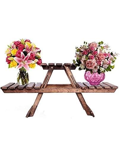 Wooden Plant Stand with 3 Desks