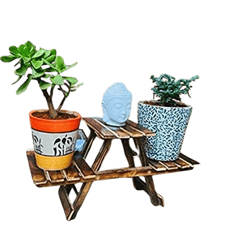 Wooden Plant Stand with 3 Desks