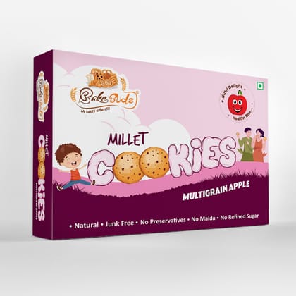 Bake Buds Millet Cookies-Multigrain Apple | Natural,Tasty and Nutritious | Cookies for Kids and Adults| Anytime Millet Snacks-160 gms