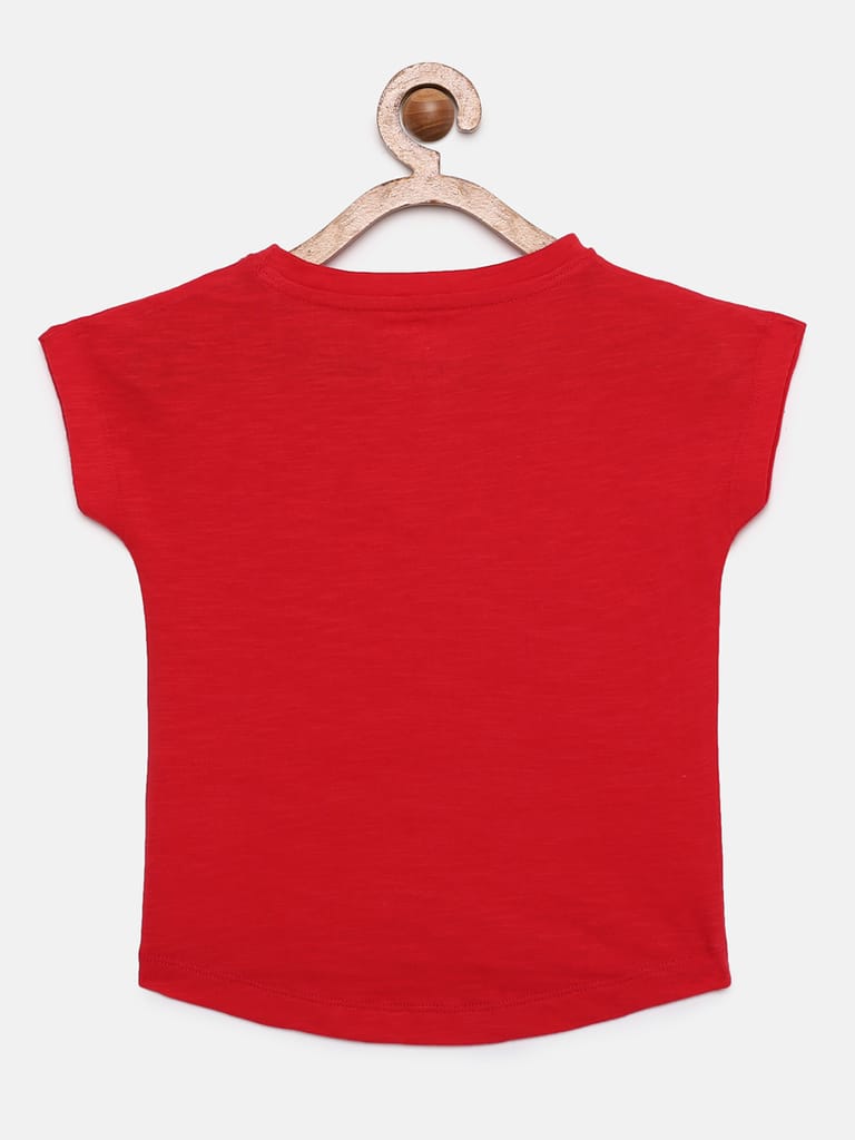 Girls Solid Red Crop Top