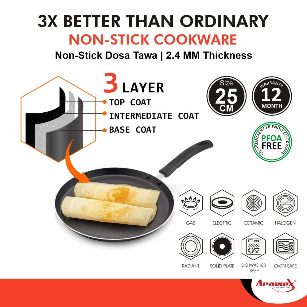 Aramex Non Stick Dosa Tawa 25cm