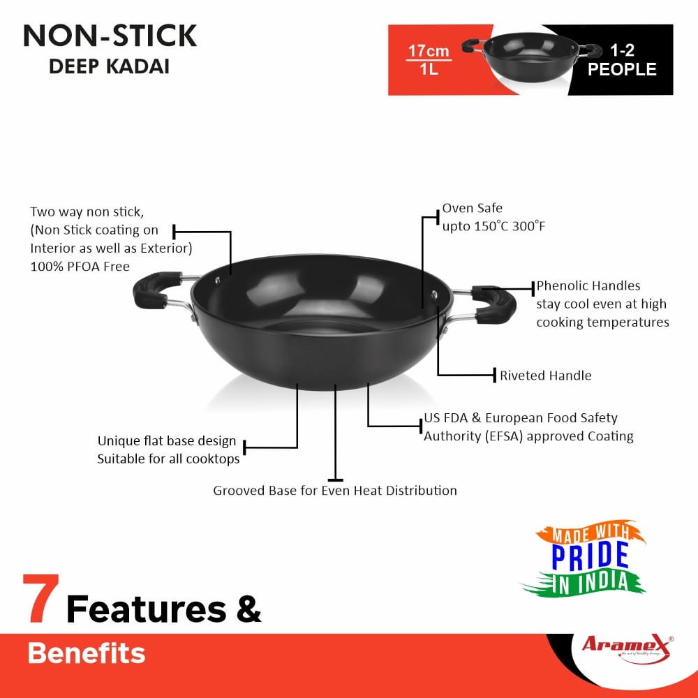 Aramex Non Stick Kadai 17cm