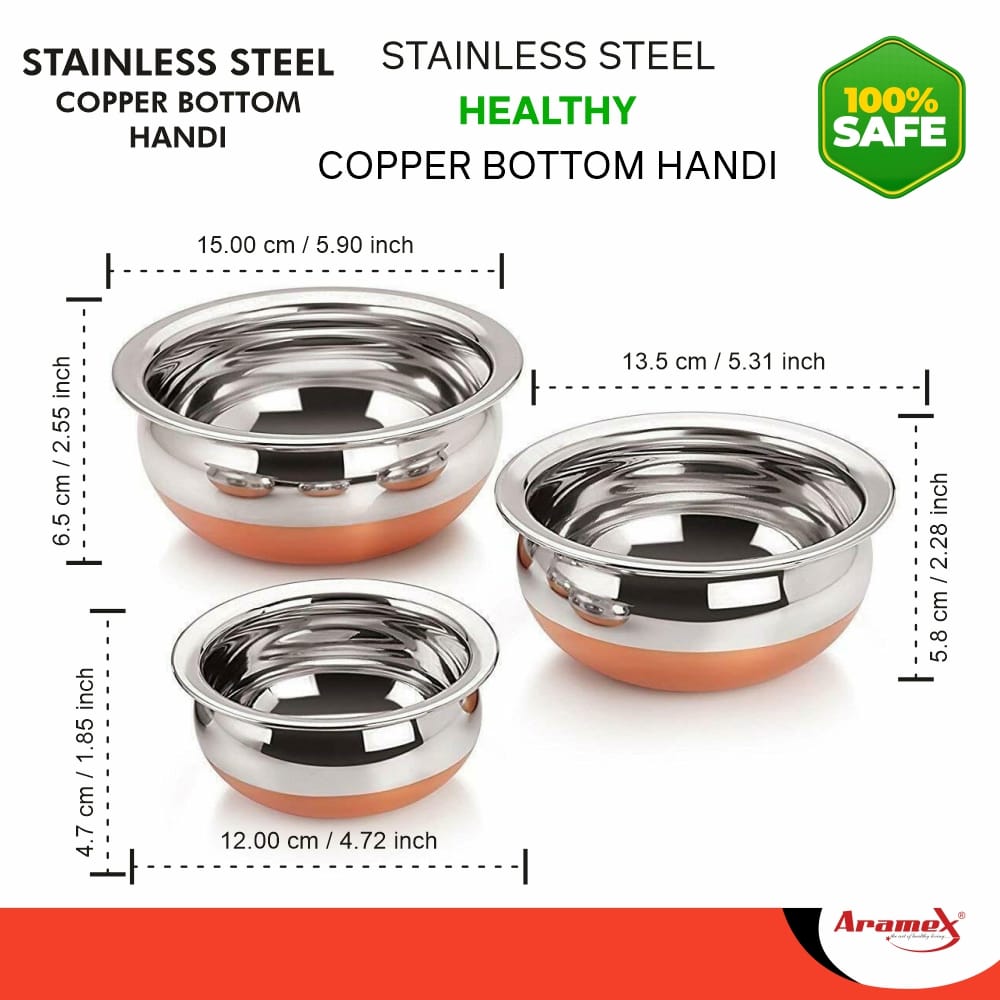 Aramex Copper Handi Pack of 3 [300ml, 500ml, 700ml]