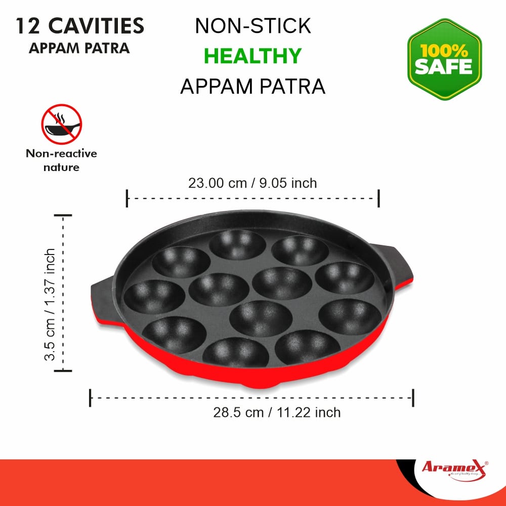 Aramex Non Stick Appam 12 Cavities without Lid