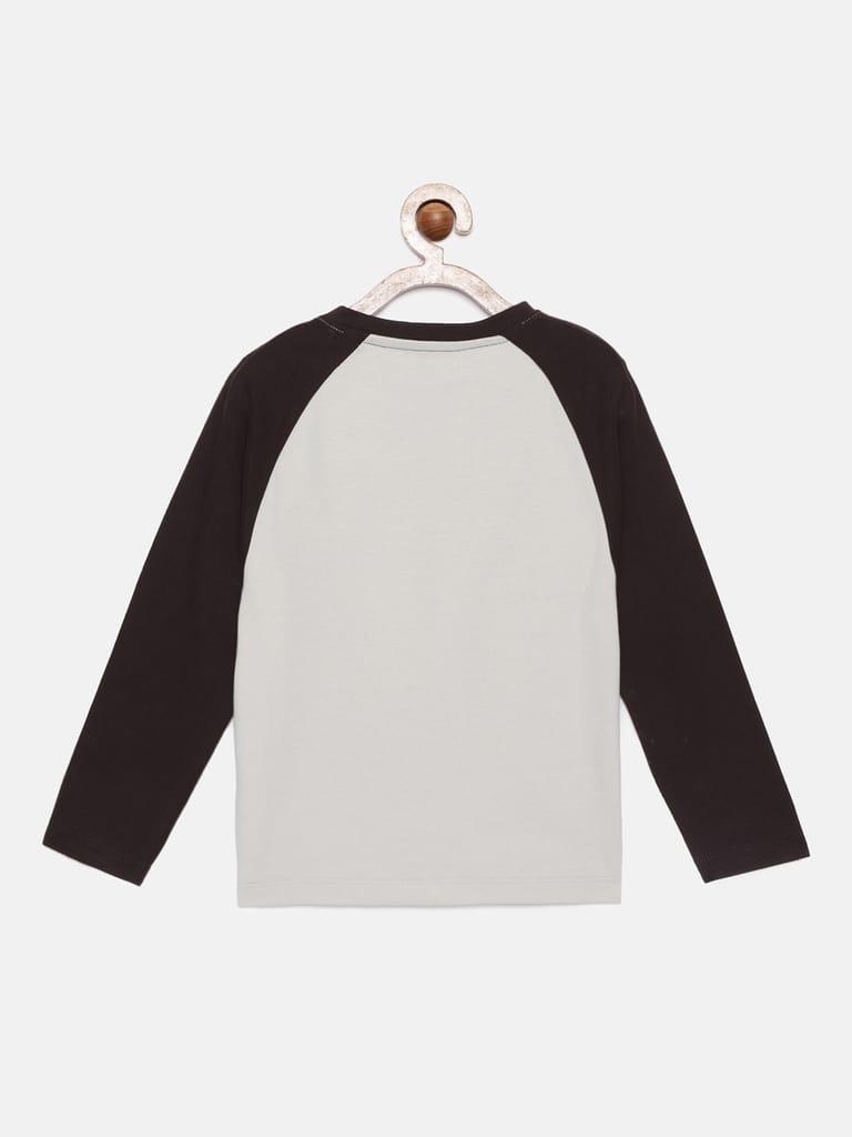 Boys Off White Solid Pure Organic Cotton T-shirt