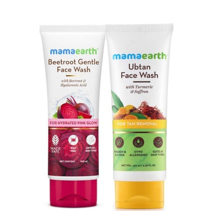 Mamaearth Beetroot facewash + Mamaearth ubtan facewash (100 ml each) Combo of 2