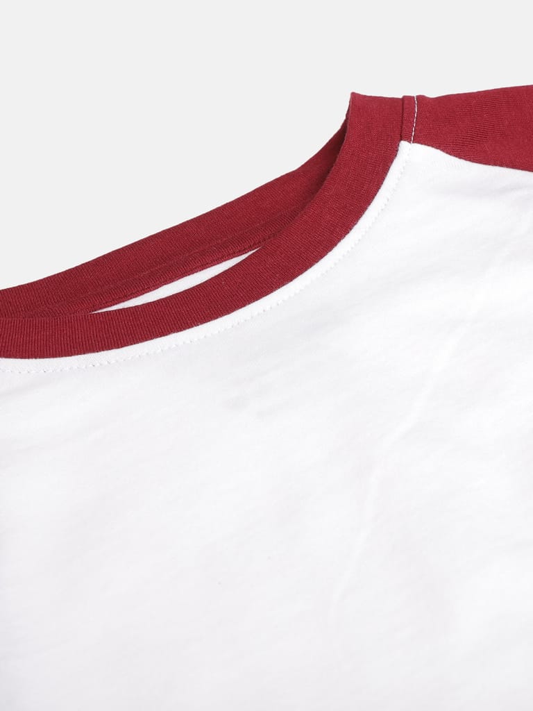 Boys White Solid Pure Cotton Round Neck Sustainable T-shirt