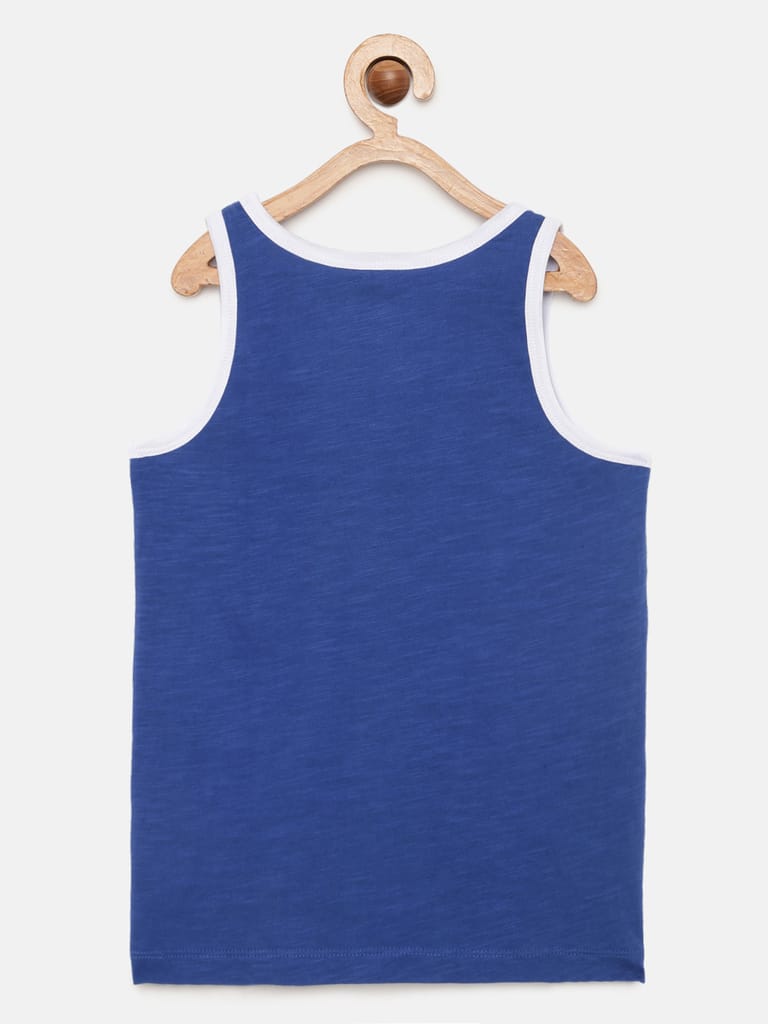 Pack Of 2 Boys Blue And Lime Green Round Neck Pure Cotton Vest