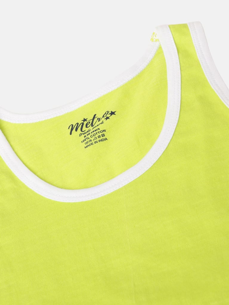Pack Of 2 Boys Blue And Lime Green Round Neck Pure Cotton Vest
