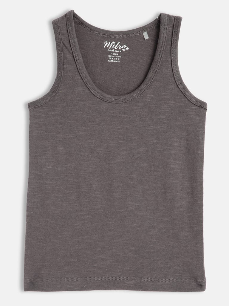 Pack Of 2 Boys Brown And White Round Neck Pure Cotton Vest