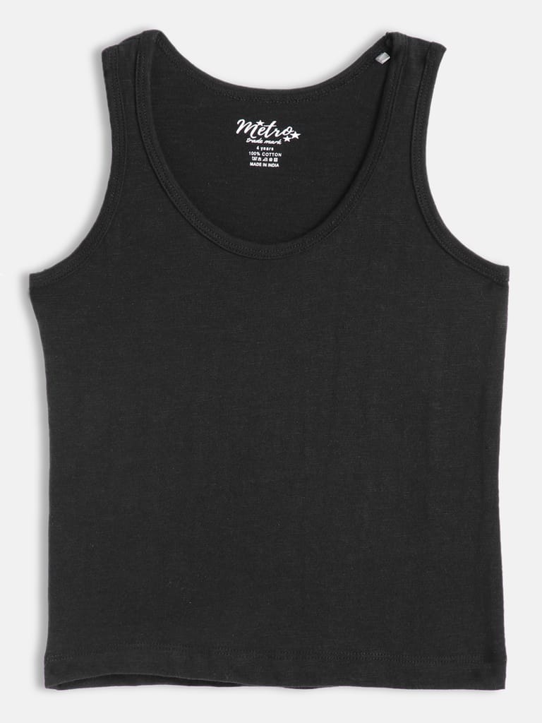 Round Neck Pack of 2 Black & Blue Boys Pure Cotton Innerwear Vest