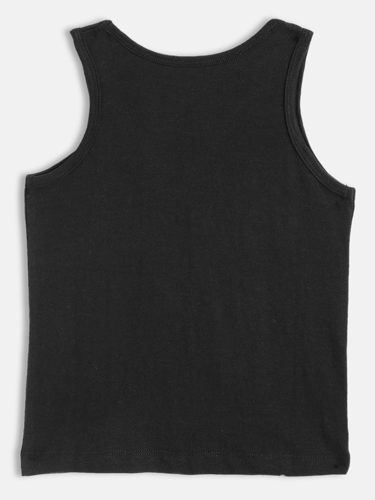 Round Neck Pack of 2 Black & Blue Boys Pure Cotton Innerwear Vest