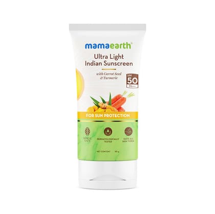 Mamaearth Ultra Light Indian Sunscreen With SPF 50 PA +++ (50 g)