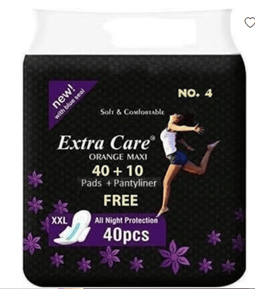 Extra Care Black Maxi Sanitary Pads for Women | Skin Friendly, Odour free Sanitary Napkins (80 Sanitary Pads + 20 Panty Liners, Size 2XL)