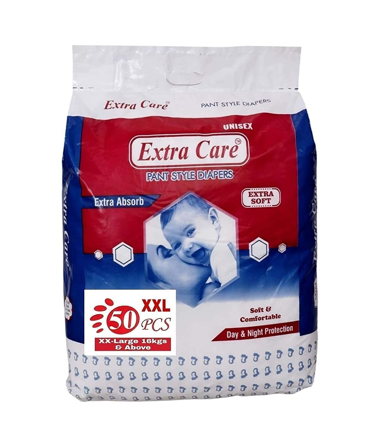 Extra Care Pants Style Baby Diapers - 50 Count, 2xl | Anti Rash Blanket & Leakage Protection Baby Diaper Pants