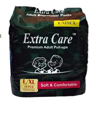 Extra Care Unisex Adult Disposable Diaper (Pack of 10, Size: 130x170 CMS) | Leakage Protection, Unisex Odour Control, Rush-Free Adult Pull Ups Diaper Pants