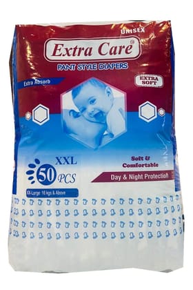 Extra Care Pants Style Baby Diapers - 50 Count 2xl | Leakage Protection with Extra Absorb, Rush-Free Baby Diaper Pants