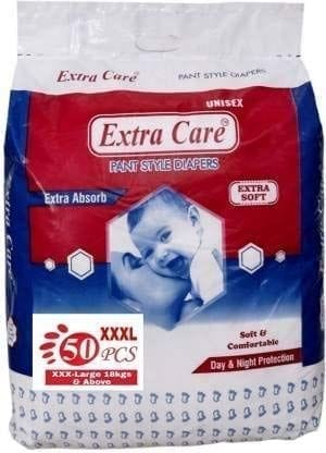 Extra Care Pants Style Baby Diapers - 50 Count, 3xl | Anti Rash Blanket & Leakage Protection Baby Diaper Pants