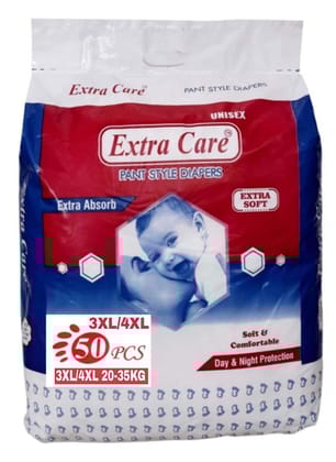 Extra Absorb Pants Style Baby Diapers - 50 Pants, 4xl | Leakage Protection, Rush-Free Baby Diaper Pants