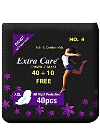 Extra Care Ultra Soft Sanitary Pads for Women | Skin Friendly, Odour free Sanitary Napkins for Women/Girls (40 Sanitary Pad + 10 Extra Counts, Size 2XL)