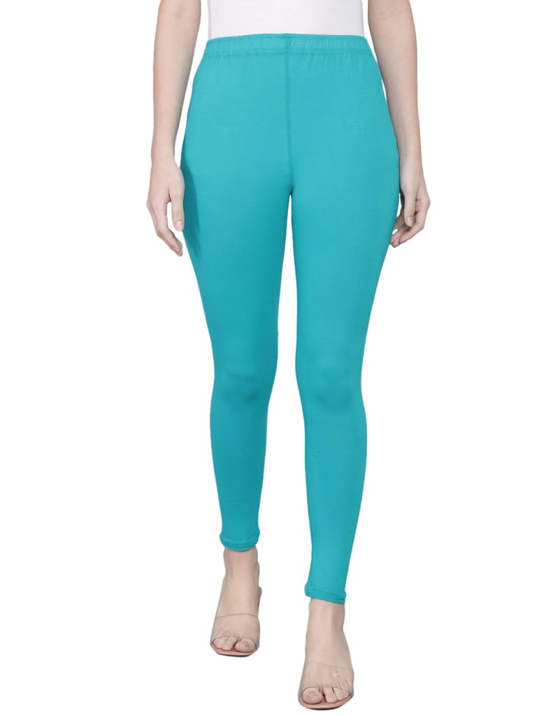 SOFT COLORS Women's Skinny Fit Ethnic Wear Ankle Length Leggings (Rama Green)