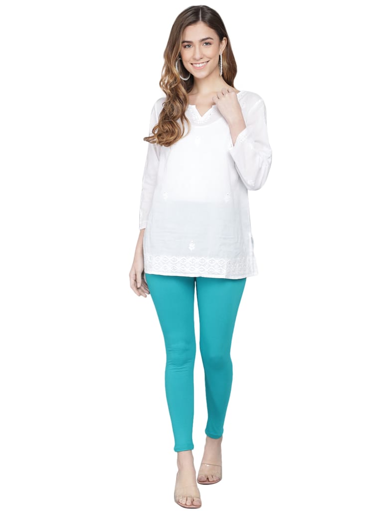 SOFT COLORS Women's Skinny Fit Ethnic Wear Ankle Length Leggings (Rama Green)