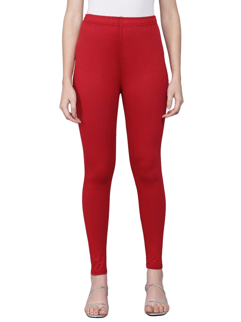 SOFT COLORS Women's Skinny Fit Ethnic Wear Ankle Length Leggings (Maroon Color)