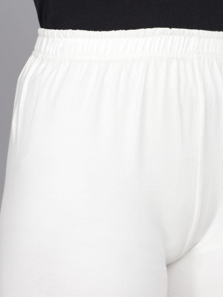 SOFT COLORS Women's Skinny Fit Ethnic Wear Ankle Length Leggings (Off White )