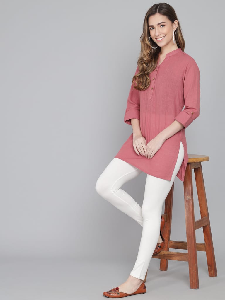 SOFT COLORS Women's Skinny Fit Ethnic Wear Ankle Length Leggings (Off White )