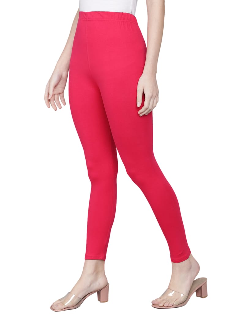 SOFT COLORS Women's Skinny Fit Ethnic Wear Ankle Length Leggings (Magenta Color)