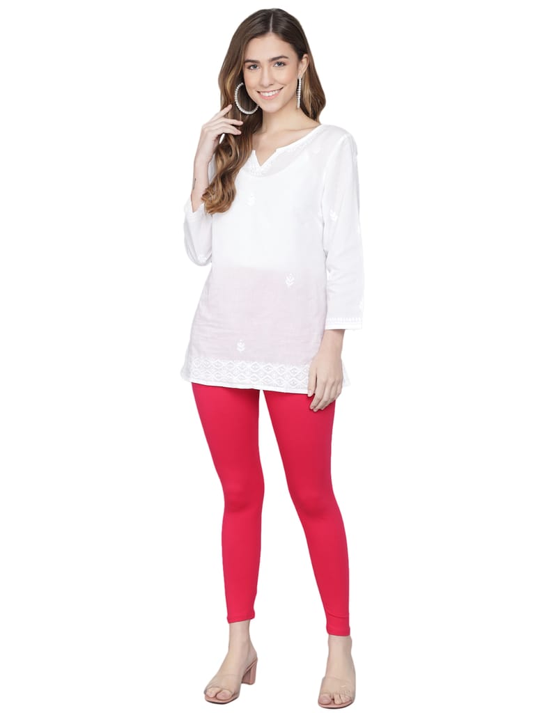 SOFT COLORS Women's Skinny Fit Ethnic Wear Ankle Length Leggings (Magenta Color)