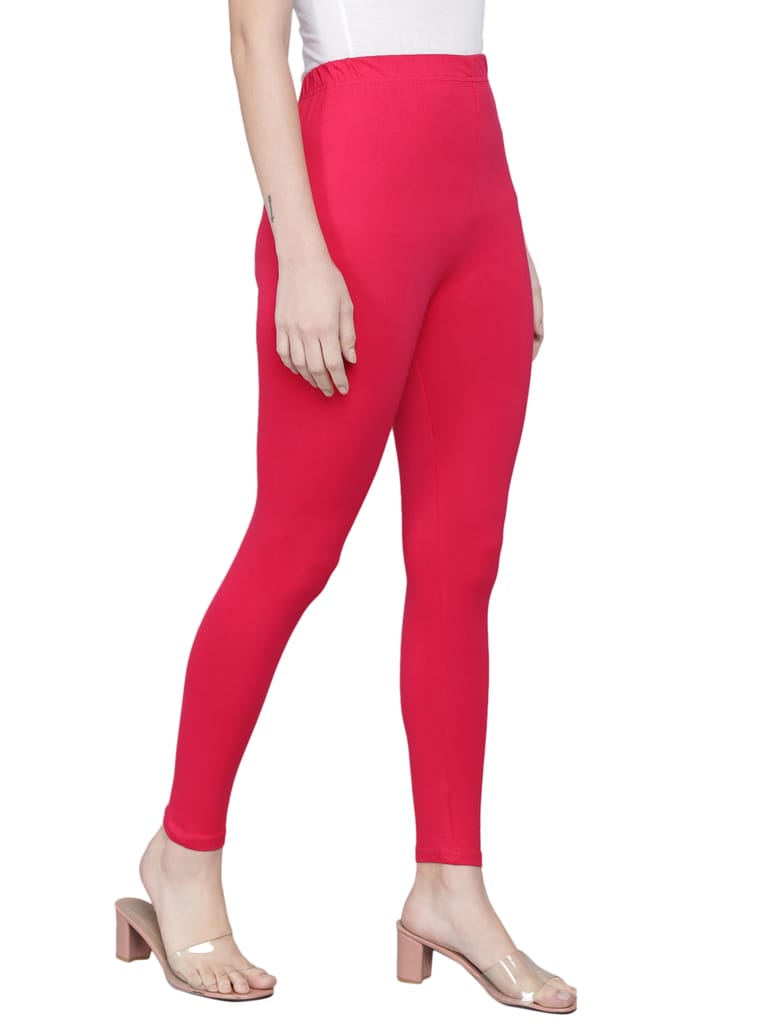 SOFT COLORS Women's Skinny Fit Ethnic Wear Ankle Length Leggings (Magenta Color)