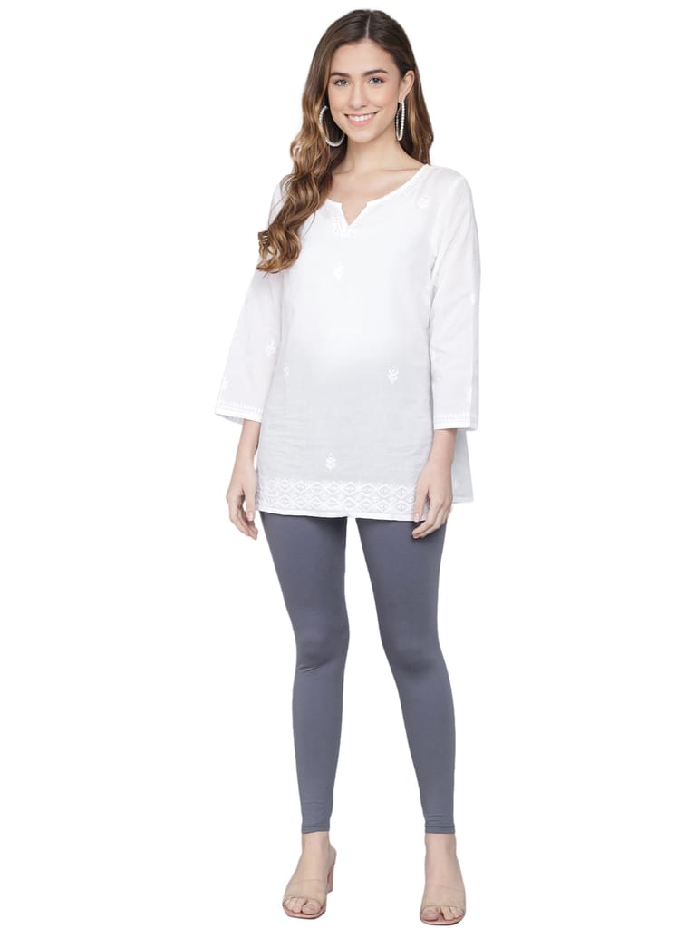 SOFT COLORS Women's Skinny Fit Ethnic Wear Ankle Length Leggings (Steel Grey)