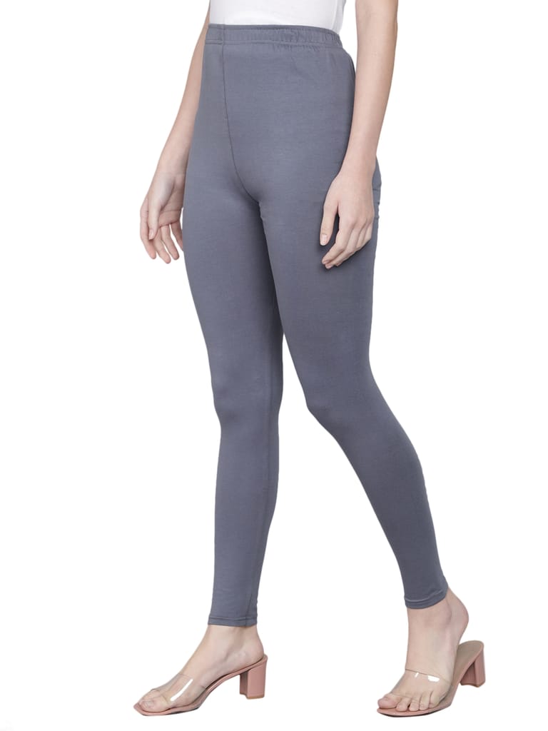 SOFT COLORS Women's Skinny Fit Ethnic Wear Ankle Length Leggings (Steel Grey)