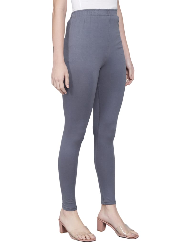 SOFT COLORS Women's Skinny Fit Ethnic Wear Ankle Length Leggings (Steel Grey)