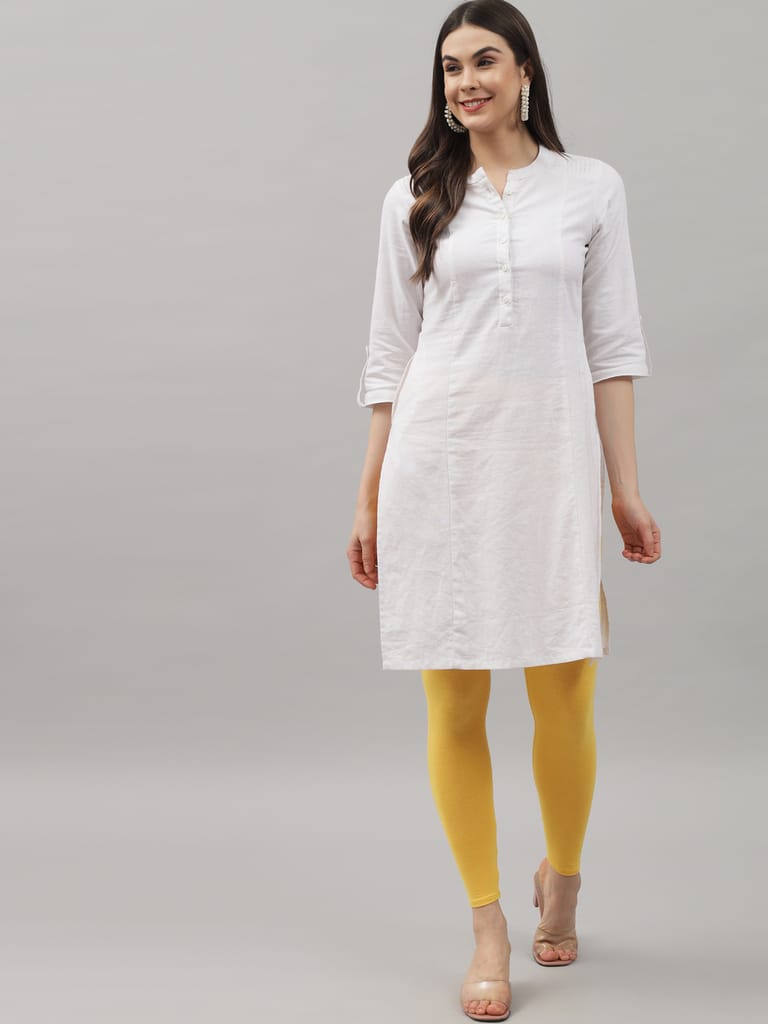 SOFT COLORS Women's Skinny Fit Ethnic Wear Ankle Length Leggings (Mango Yellow)