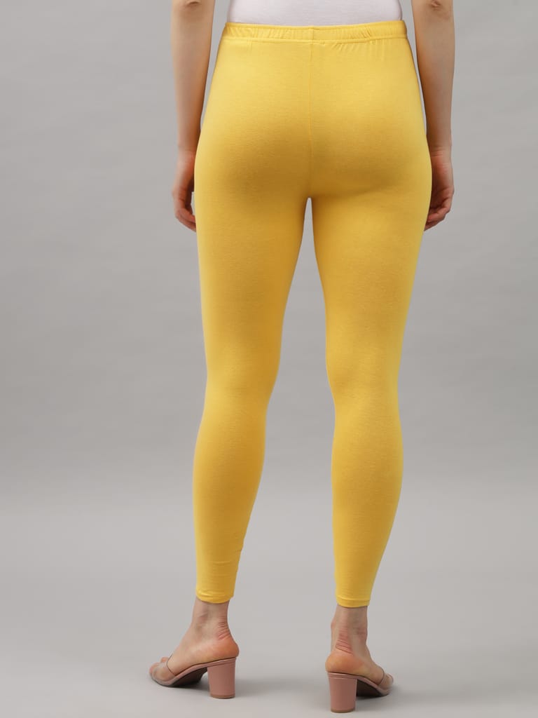 SOFT COLORS Women's Skinny Fit Ethnic Wear Ankle Length Leggings (Mango Yellow)