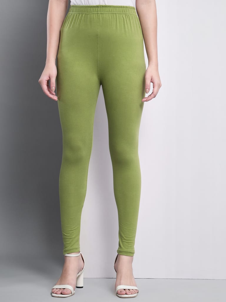 SOFT COLORS Women's Skinny Fit Ethnic Wear Ankle Length Leggings (Mehandi Color)