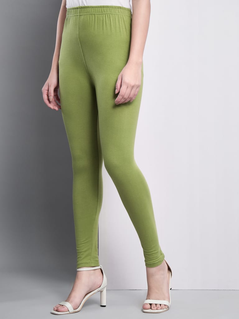 SOFT COLORS Women's Skinny Fit Ethnic Wear Ankle Length Leggings (Mehandi Color)