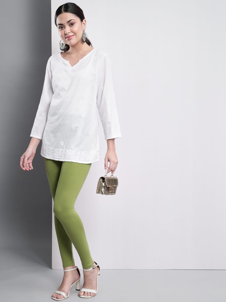 SOFT COLORS Women's Skinny Fit Ethnic Wear Ankle Length Leggings (Mehandi Color)