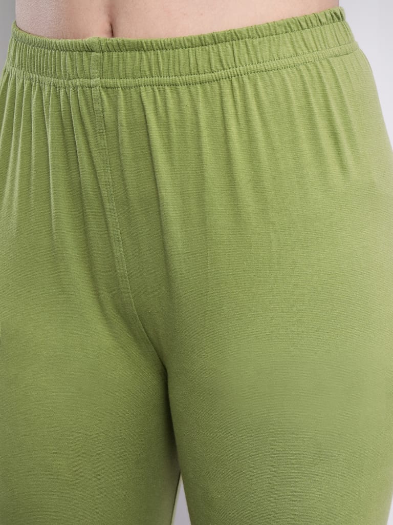 SOFT COLORS Women's Skinny Fit Ethnic Wear Ankle Length Leggings (Mehandi Color)