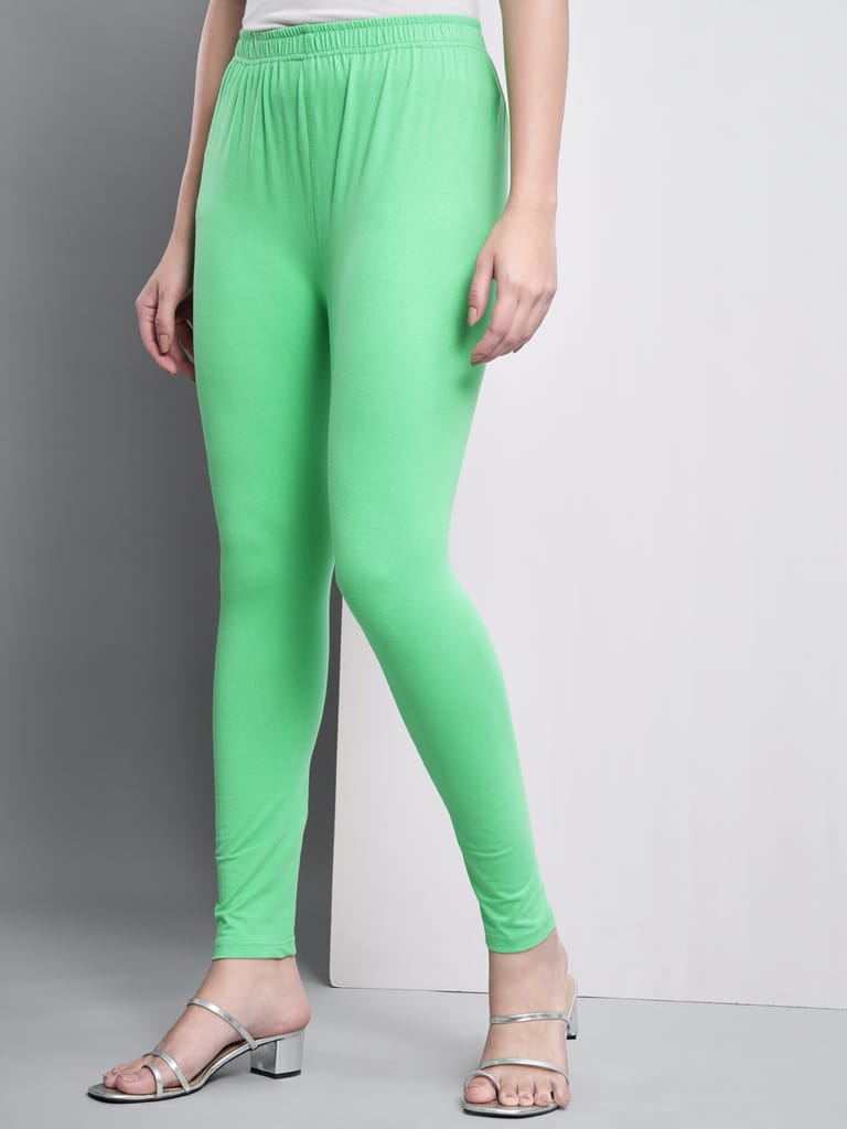 SOFT COLORS Women's Skinny Fit Ethnic Wear Ankle Length Leggings (Pista Green)
