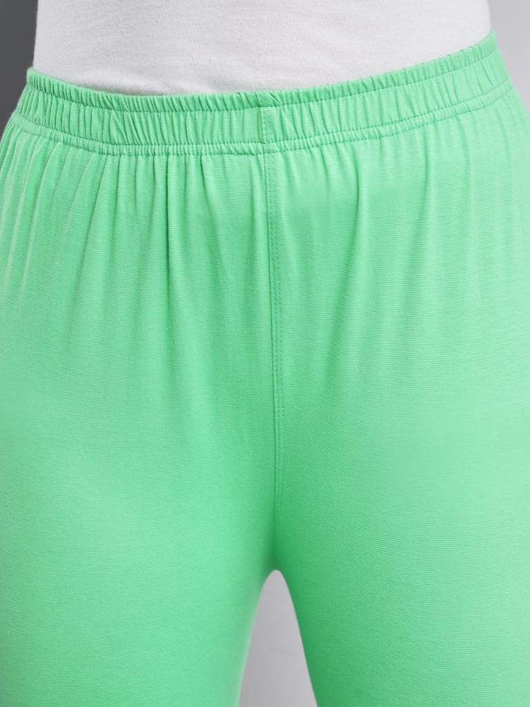 SOFT COLORS Women's Skinny Fit Ethnic Wear Ankle Length Leggings (Pista Green)