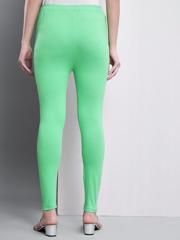 SOFT COLORS Women's Skinny Fit Ethnic Wear Ankle Length Leggings (Pista Green)