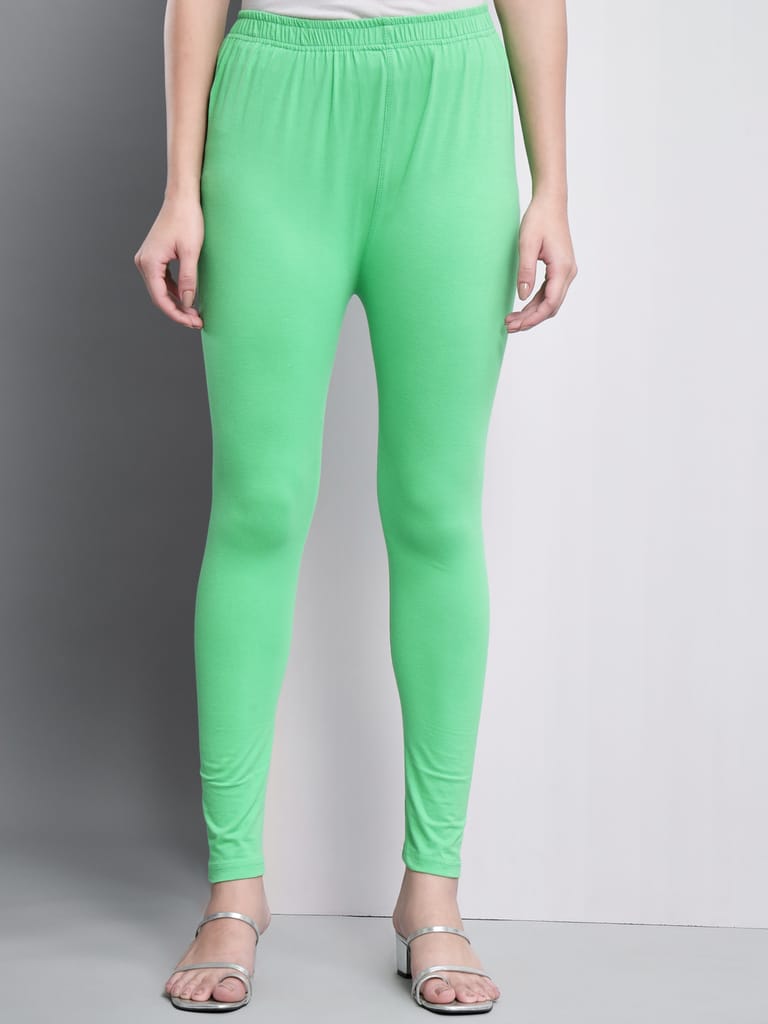 SOFT COLORS Women's Skinny Fit Ethnic Wear Ankle Length Leggings (Pista Green)
