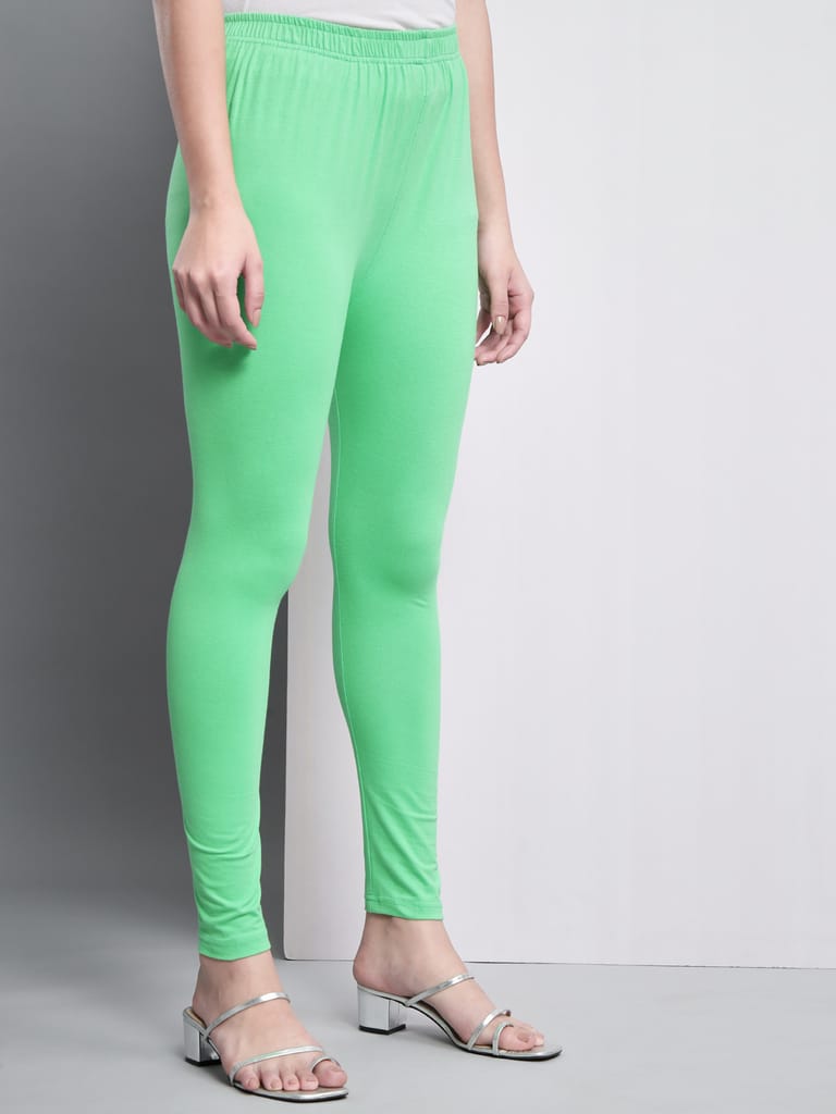 SOFT COLORS Women's Skinny Fit Ethnic Wear Ankle Length Leggings (Pista Green)