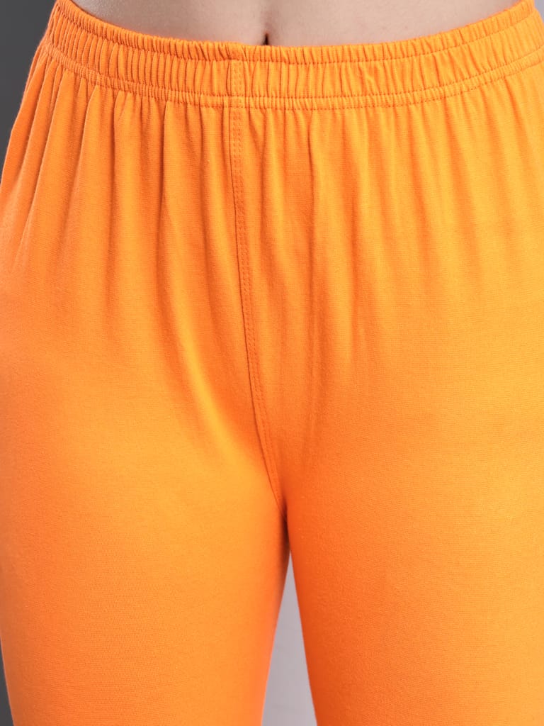 SOFT COLORS Women's Skinny Fit Ethnic Wear Ankle Length Leggings (Orange Color)