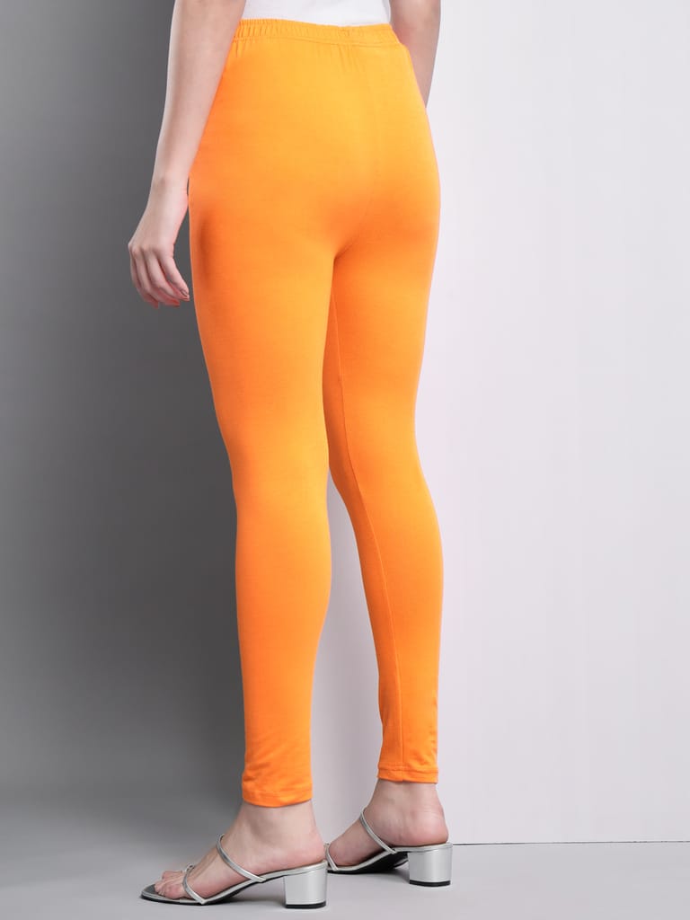 SOFT COLORS Women's Skinny Fit Ethnic Wear Ankle Length Leggings (Orange Color)