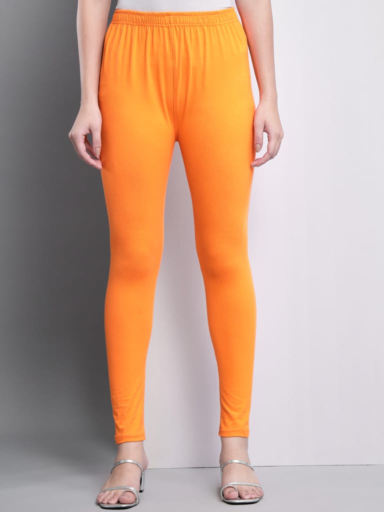 SOFT COLORS Women's Skinny Fit Ethnic Wear Ankle Length Leggings (Orange Color)